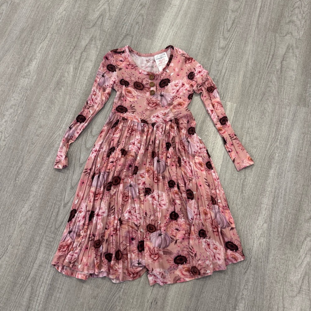 Posh Peanut Long Sleeve Henley Twirl bamboo dress, size 7